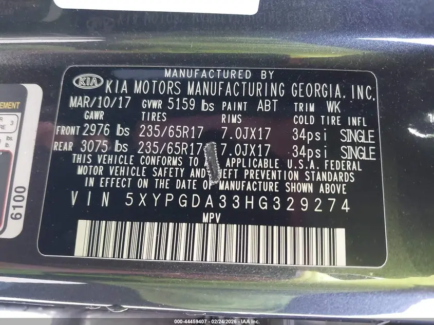 2017 KIA SORENTO 2.4L LX