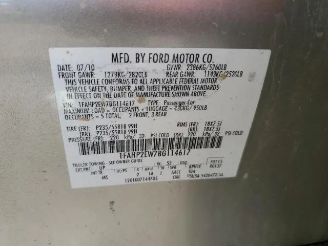 2011 FORD TAURUS SEL  
