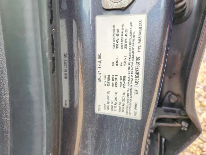 2019 TESLA MODEL 3   