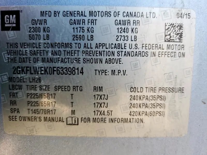 2015 GMC TERRAIN SLE  