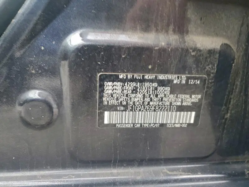 2015 SUBARU IMPREZA SPORT LIMITED  