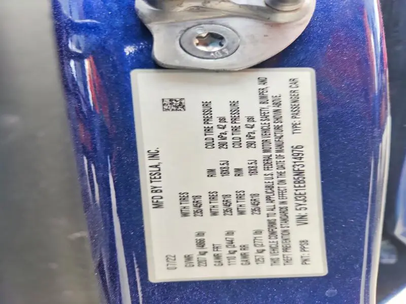 2022 TESLA MODEL 3   