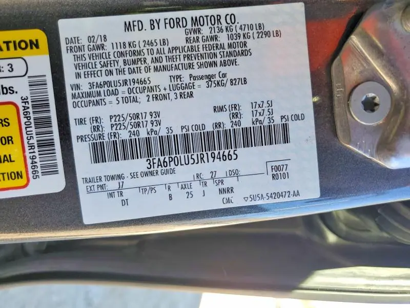 2018 FORD FUSION SE HYBRID  