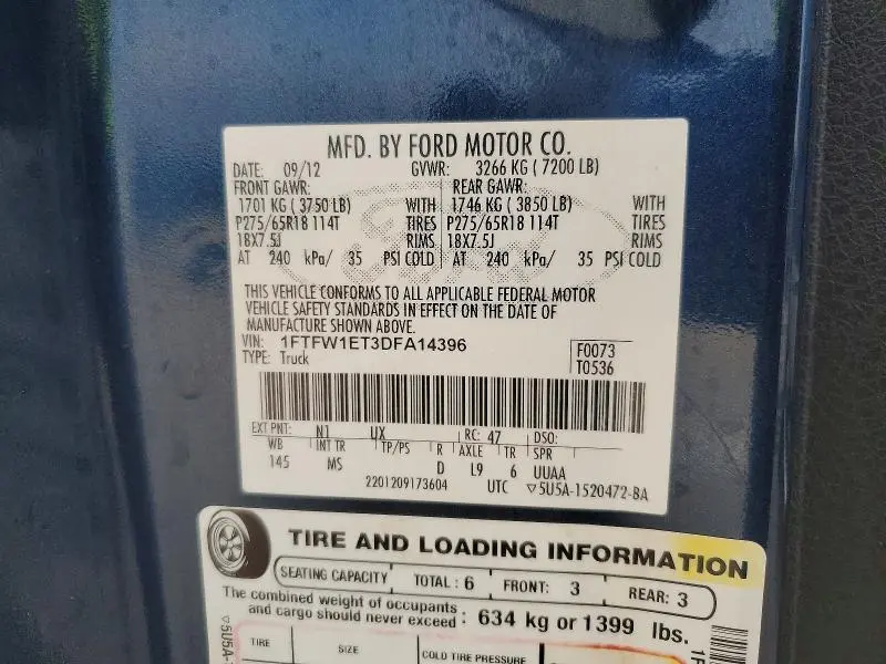 2013 FORD F150 SUPERCREW  