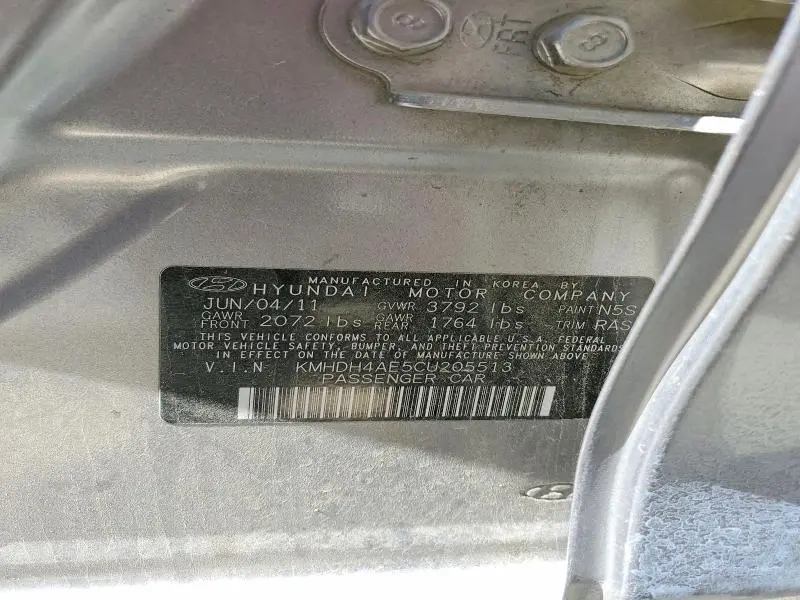 2012 HYUNDAI ELANTRA LIMITED  