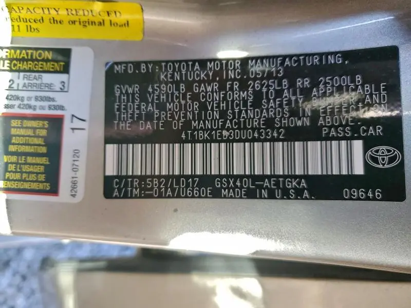 2013 TOYOTA AVALON BASE  