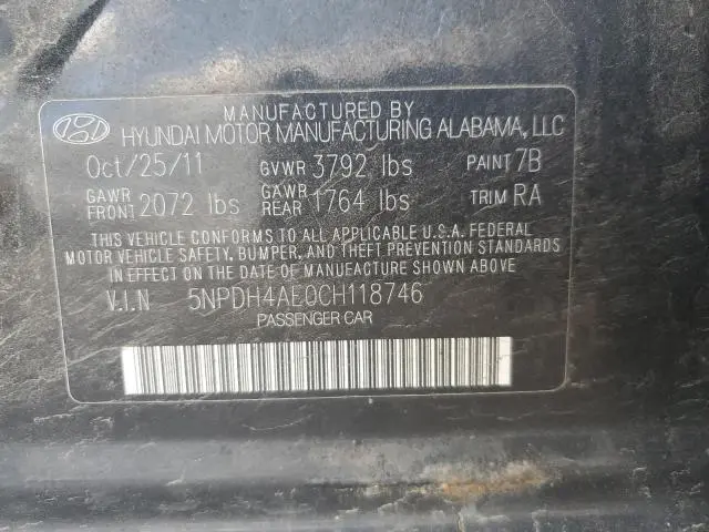 2012 HYUNDAI ELANTRA GLS  