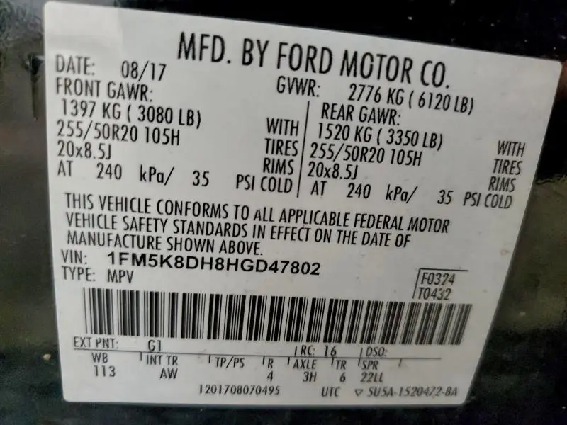 2017 FORD EXPLORER XLT  