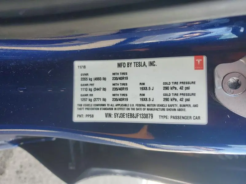 2018 TESLA MODEL 3   