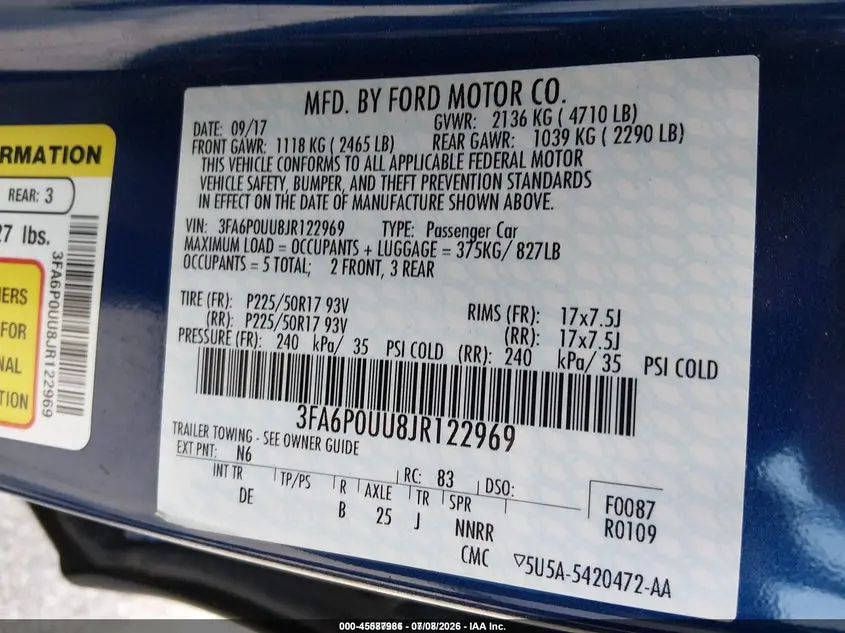 2018 FORD FUSION HYBRID S