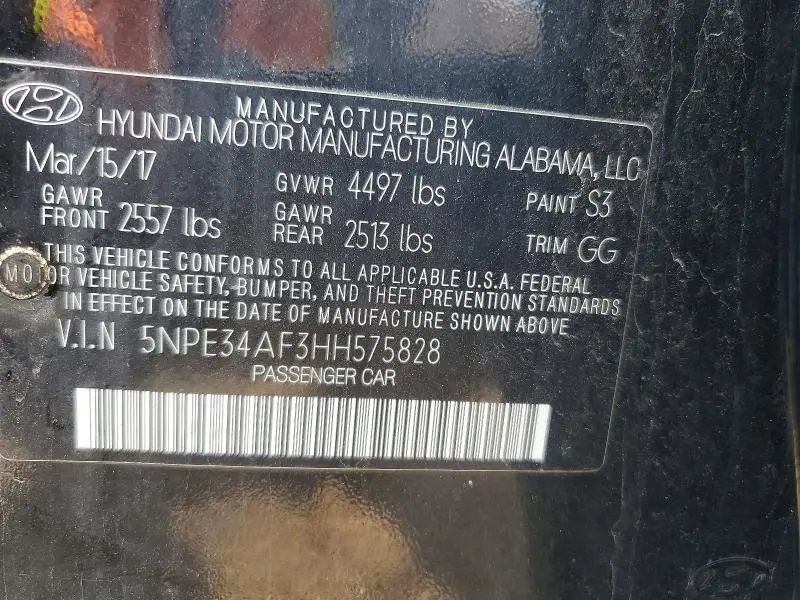 2017 HYUNDAI SONATA LIMITED  