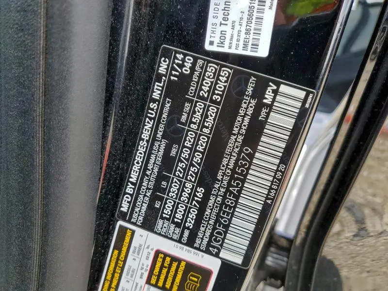 2015 MERCEDES-BENZ GL 450 4MATIC  