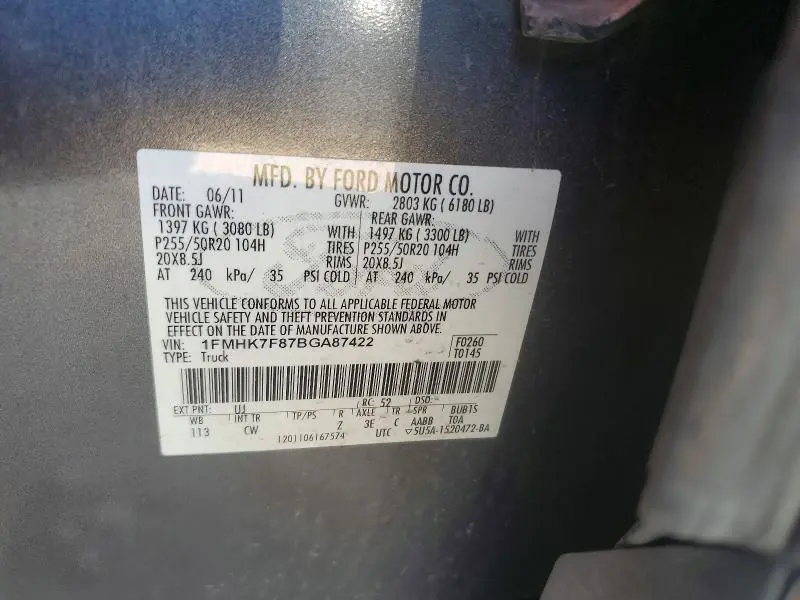 2011 FORD EXPLORER LIMITED  