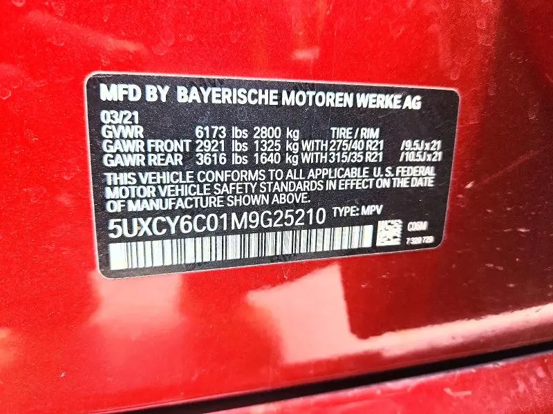 2021 BMW X6 XDRIVE40I  