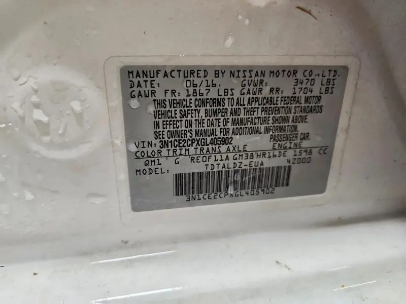 2016 NISSAN VERSA NOTE S  