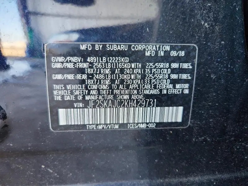2019 SUBARU FORESTER SPORT  