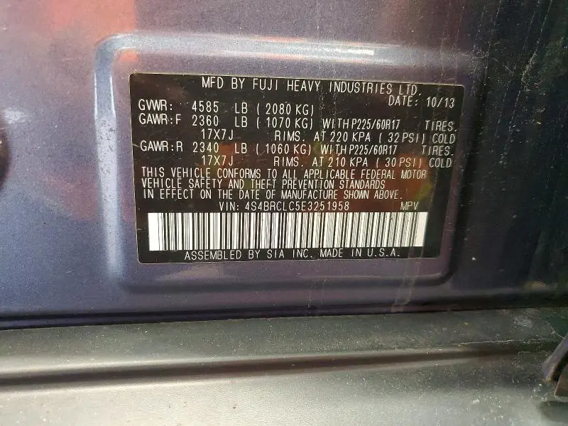 2014 SUBARU OUTBACK 2.5I LIMITED  