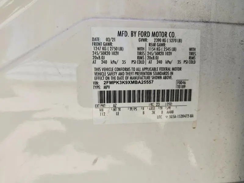 2021 FORD EDGE TITANIUM  