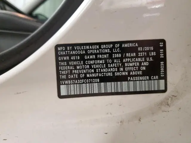 2015 VOLKSWAGEN PASSAT SE  