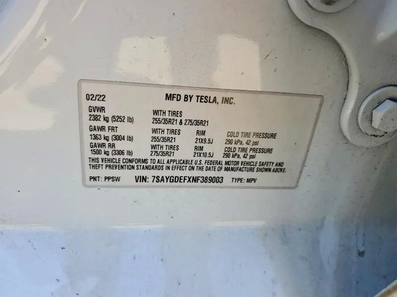 2022 TESLA MODEL Y   