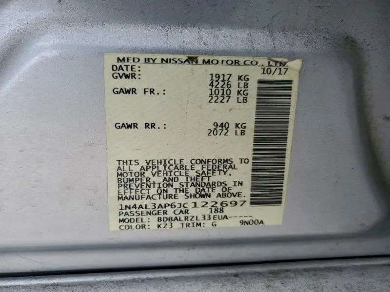 2018 NISSAN ALTIMA 2.5  