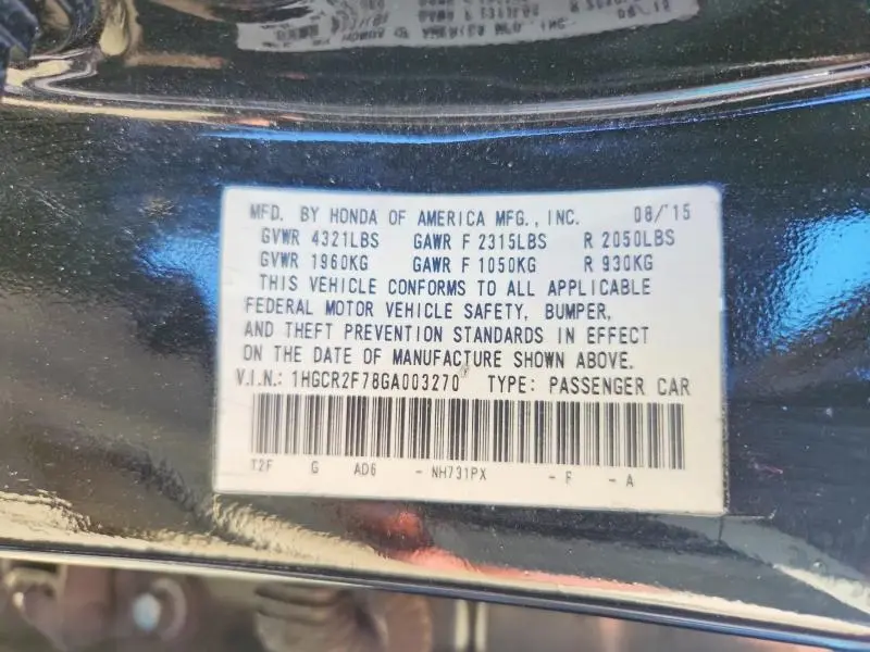 2016 HONDA ACCORD EX  