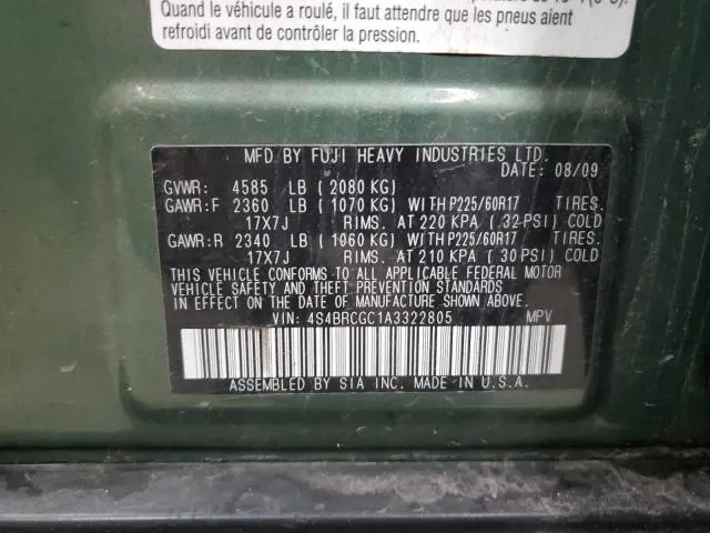 2010 SUBARU OUTBACK 2.5I PREMIUM  