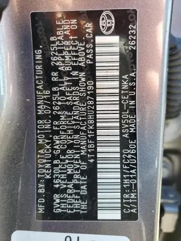 2017 TOYOTA CAMRY LE  