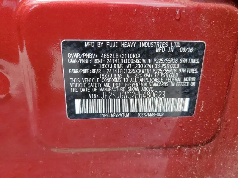 2017 SUBARU FORESTER 2.0XT TOURING  