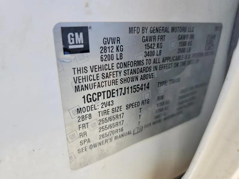 2018 CHEVROLET COLORADO Z71  