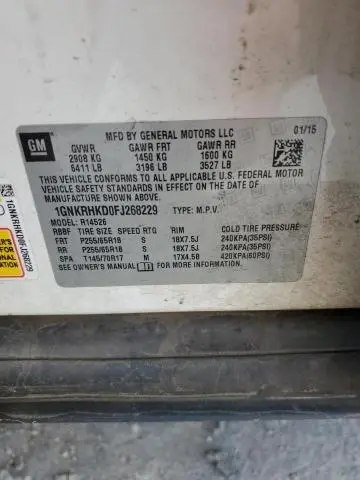 2015 CHEVROLET TRAVERSE LT  