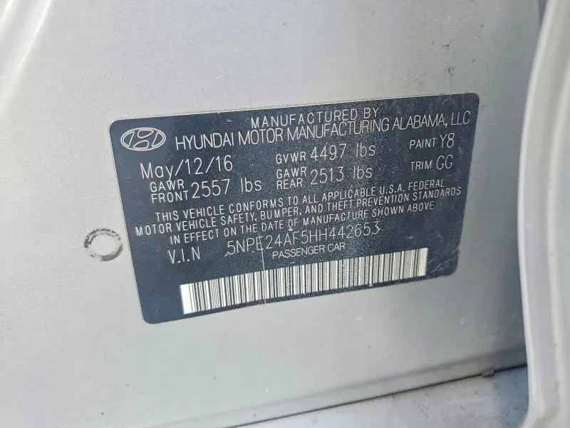 2017 HYUNDAI SONATA SE  