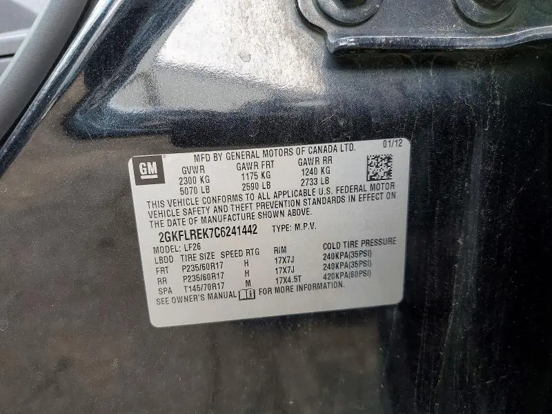 2012 GMC TERRAIN SLE  