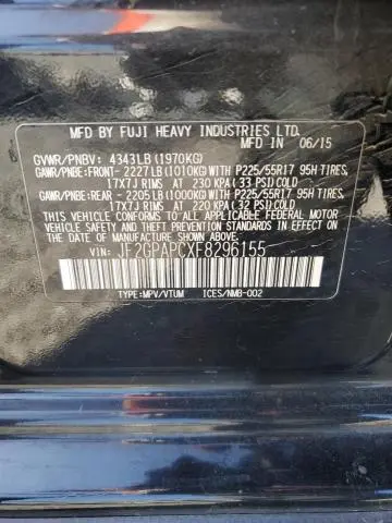 2015 SUBARU XV CROSSTREK 2.0 LIMITED  