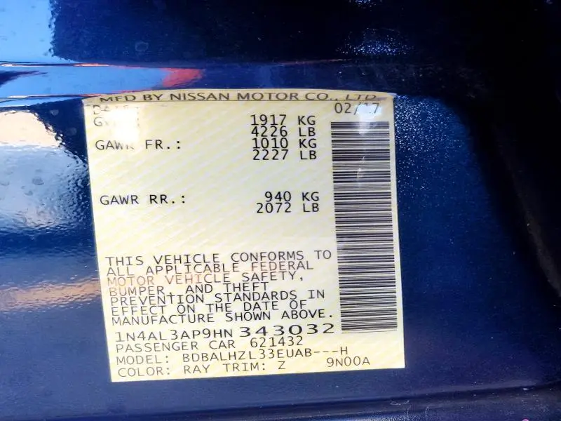 2017 NISSAN ALTIMA 2.5 SR  