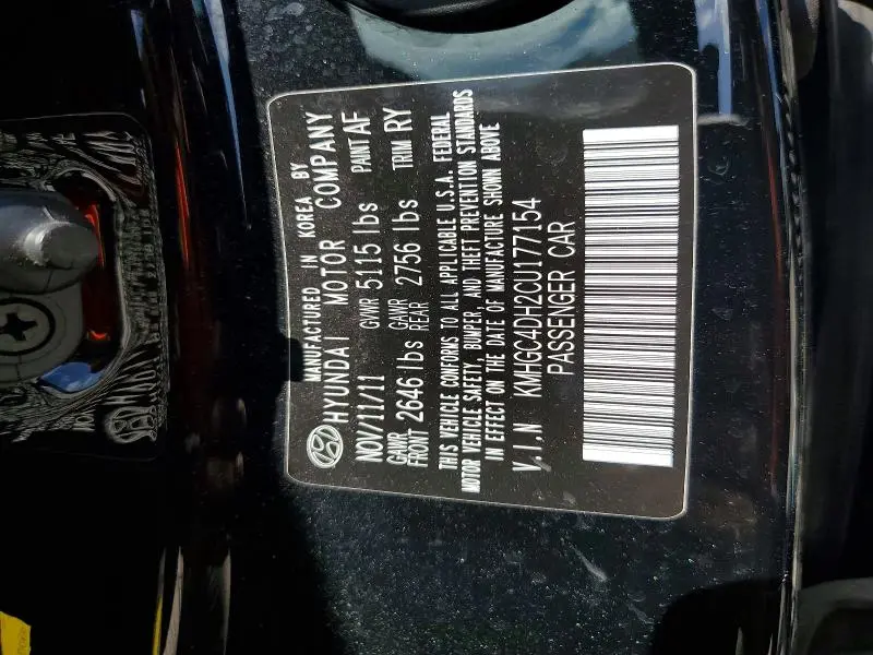 2012 HYUNDAI GENESIS 5.0L  