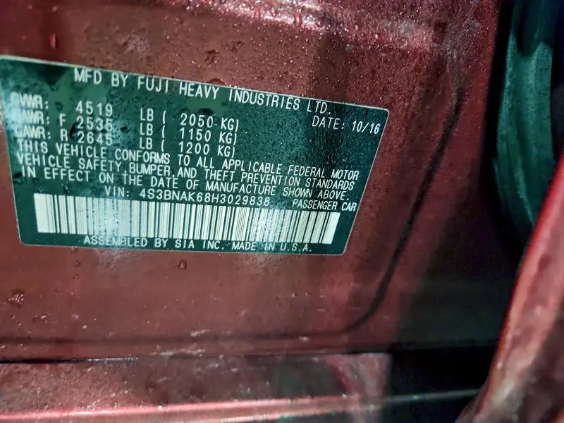 2017 SUBARU LEGACY 2.5I LIMITED  