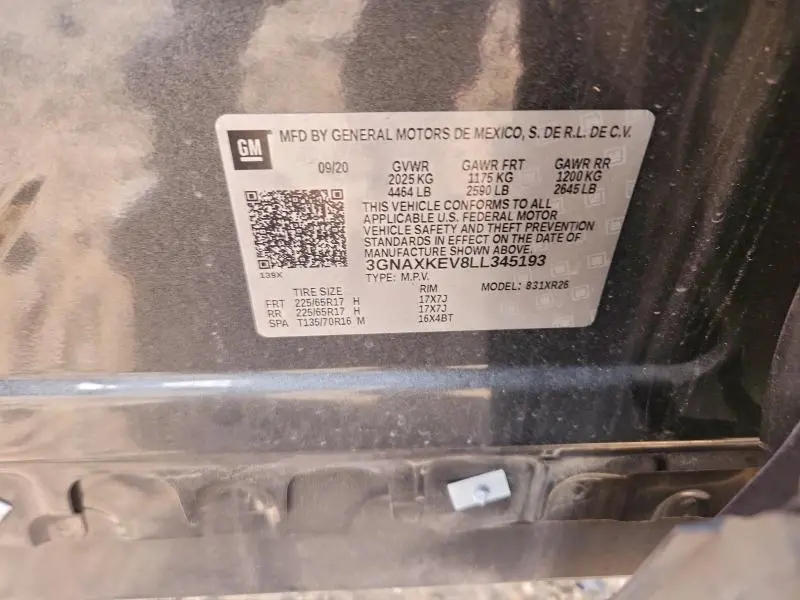 2020 CHEVROLET EQUINOX LT  