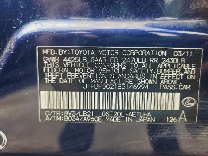 2011 LEXUS IS 250  
