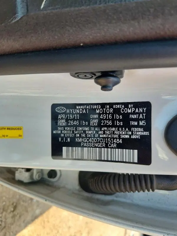2012 HYUNDAI GENESIS 3.8L  