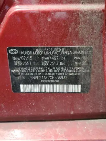 2016 HYUNDAI SONATA SE  