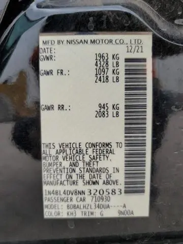 2022 NISSAN ALTIMA SV  