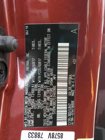 2014 TOYOTA SIENNA XLE  