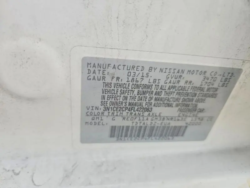 2015 NISSAN VERSA NOTE SV  