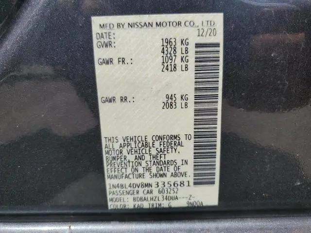 2021 NISSAN ALTIMA SV  
