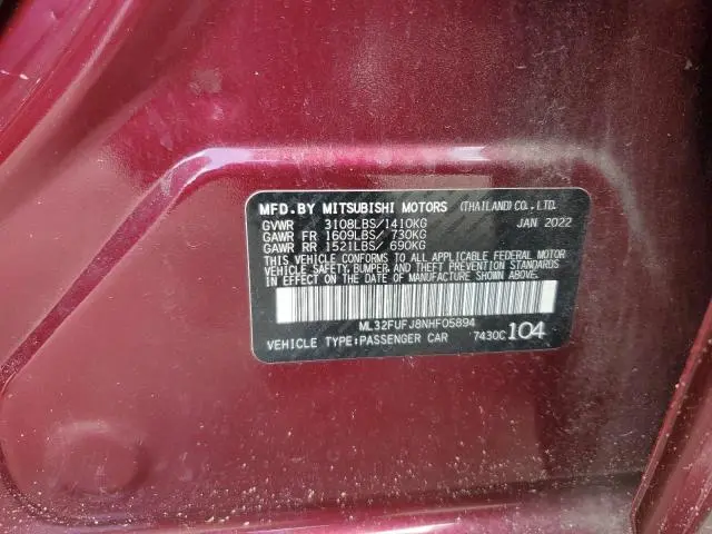 2022 MITSUBISHI MIRAGE G4 ES  
