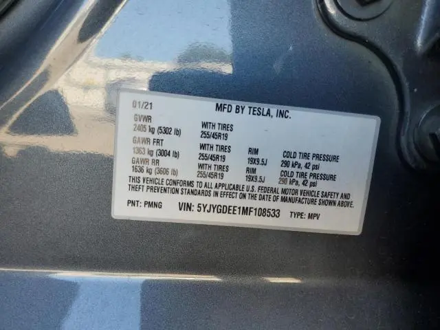 2021 TESLA MODEL Y   