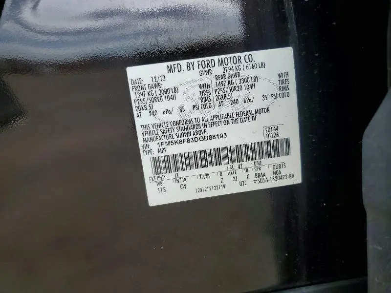 2013 FORD EXPLORER LIMITED  
