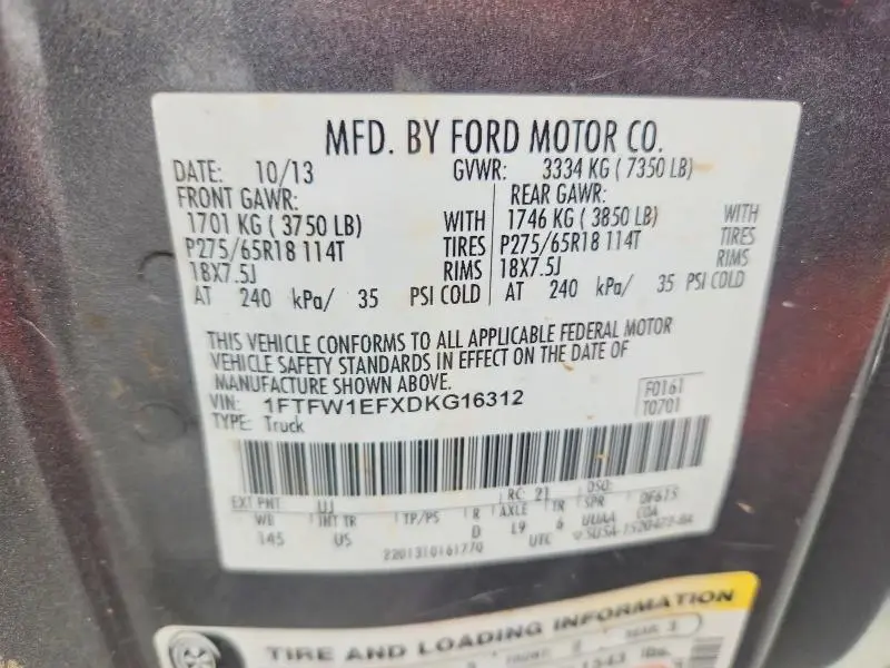 2013 FORD F150 SUPERCREW  