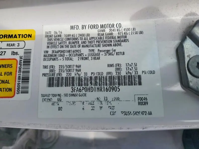 2017 FORD FUSION SE  